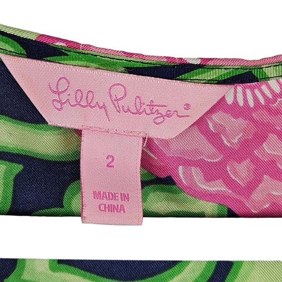 Lilly Pulitzer Silk Private Property Tara Floral Sleeveless Top Size 2 Side Zip - Picture 3 of 9